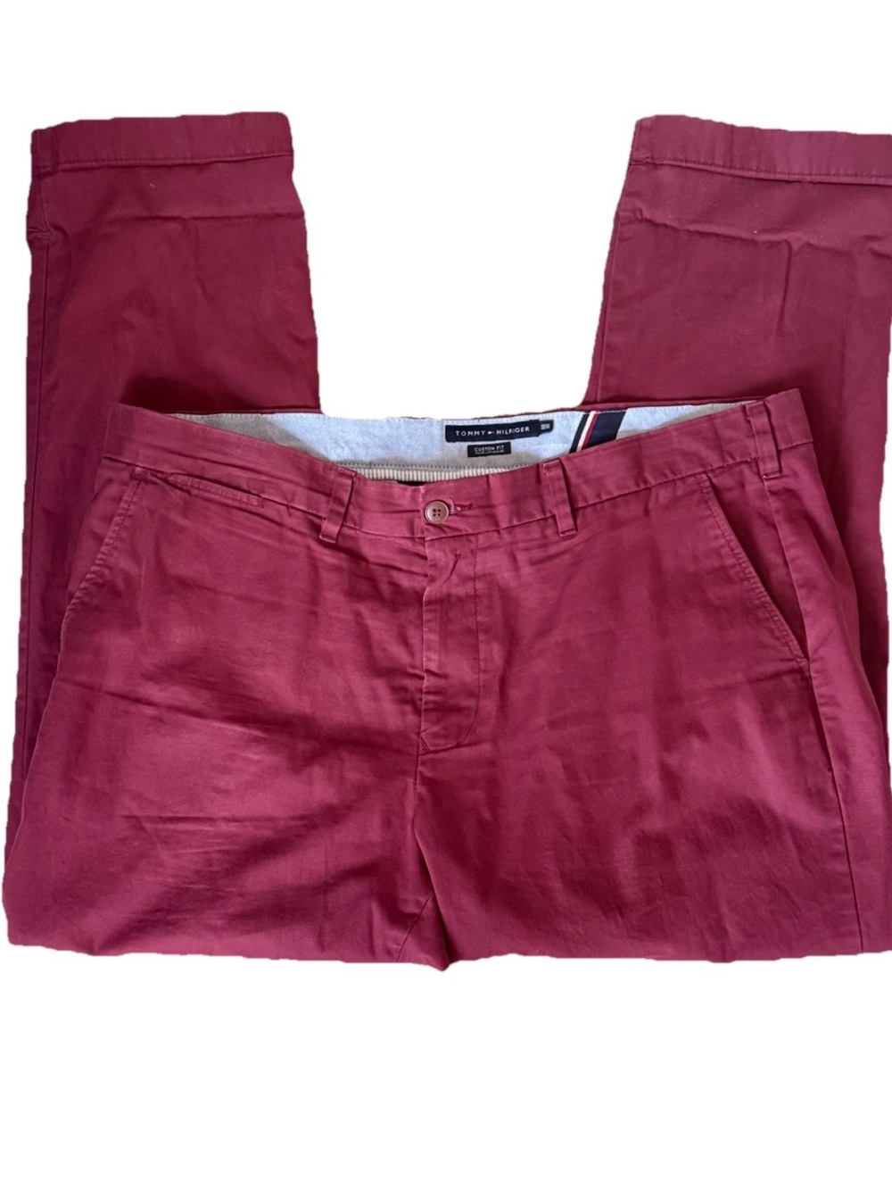 Tommy Hilfiger Men's CUSTOM Fit Burgundy Chino Pants 40 x 30